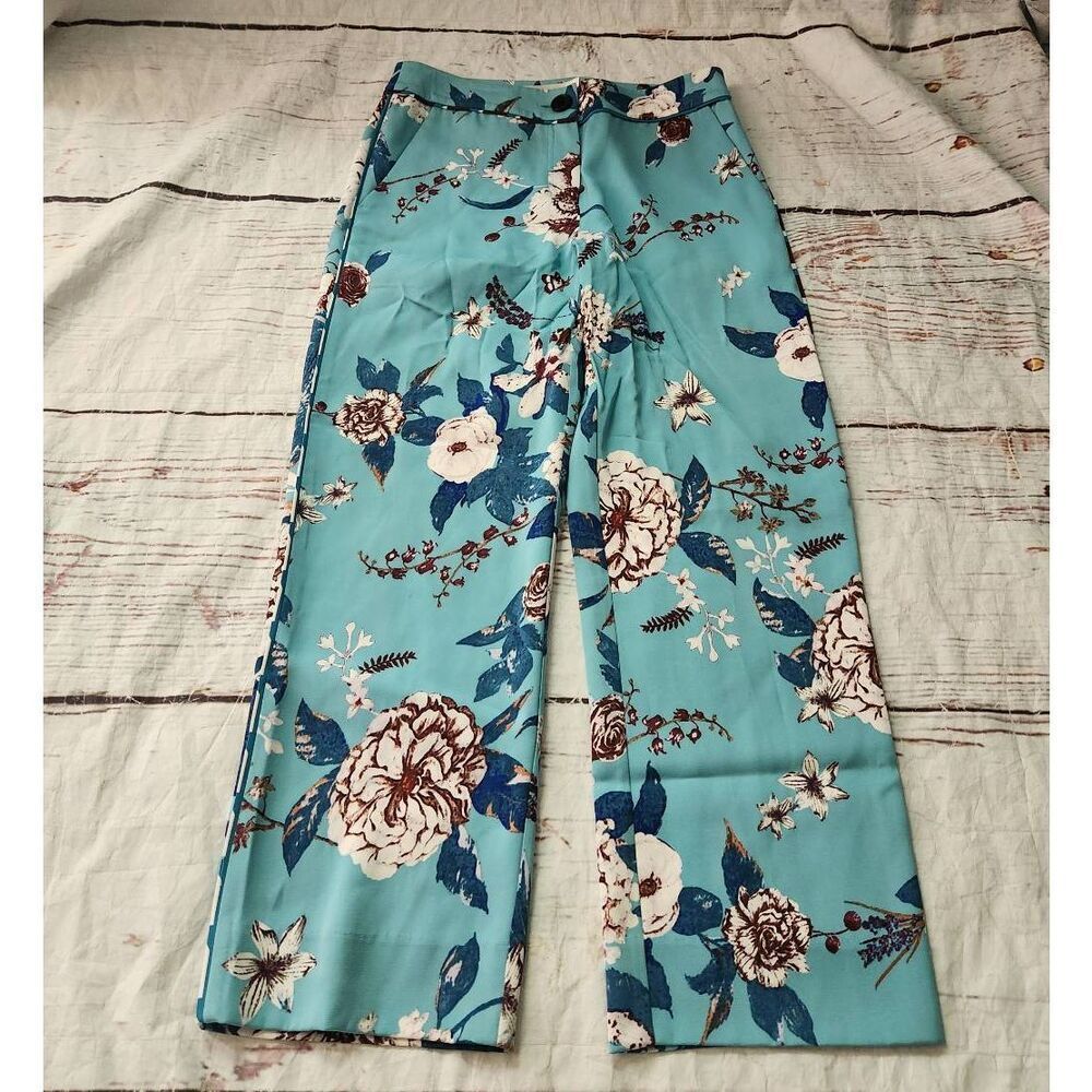 Diane Von Furstenberg Silk Blend Floral Trousers Size 4